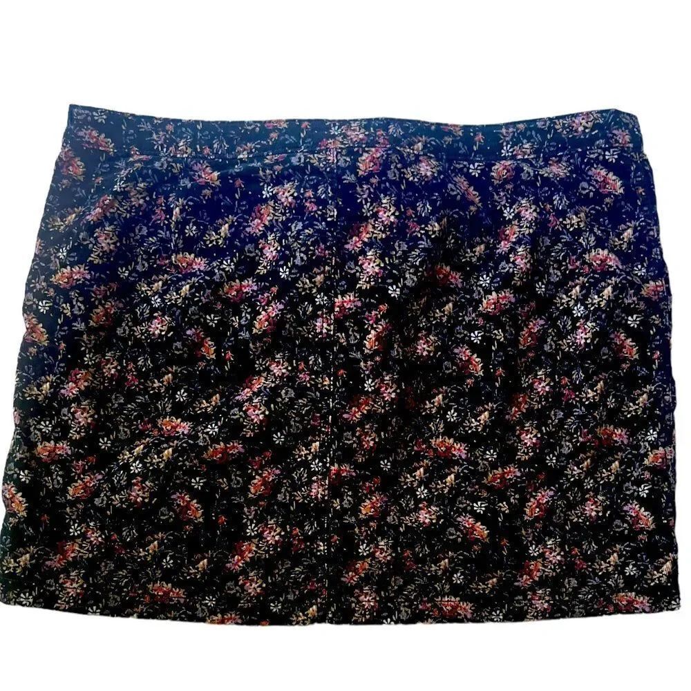 Mossimo Black Floral Corduroy Cotton Blend Mini Skirt sz 16